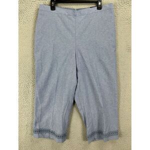 Alfred Dunner Pants Womens 14 Blue Classic Capri Linen Blend Hi-Rise Pull On NEW